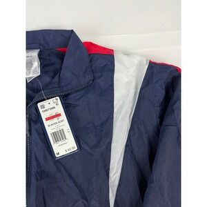 Reebok BV Woven Jacket Womens Medium Full Zip‎ Navy Blue Red White